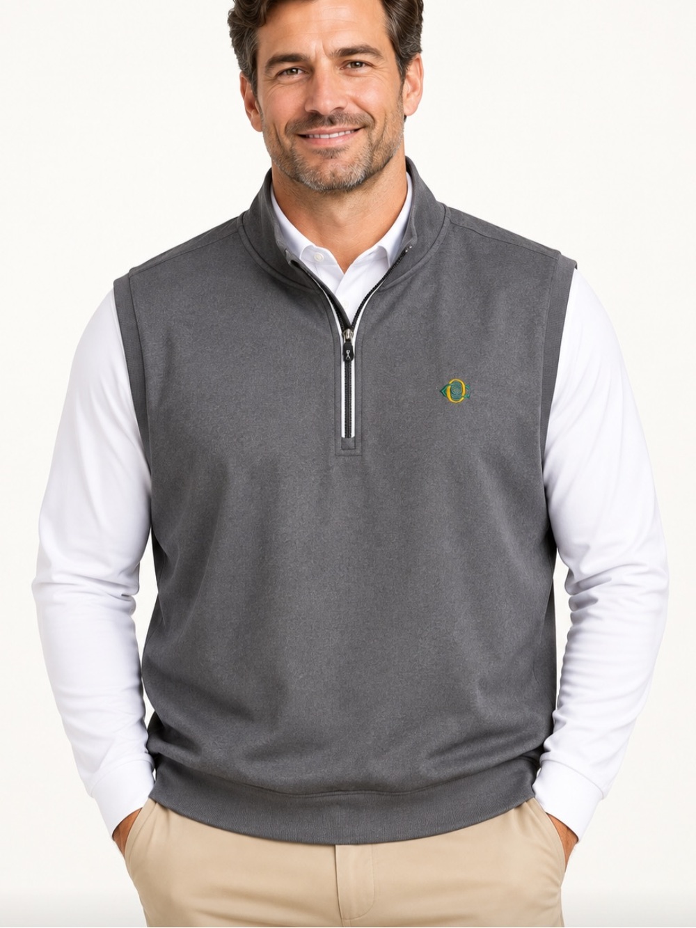 Fairway & Greene F&G Tech Gray Quarter Zip Golf Vest Men’s XXL